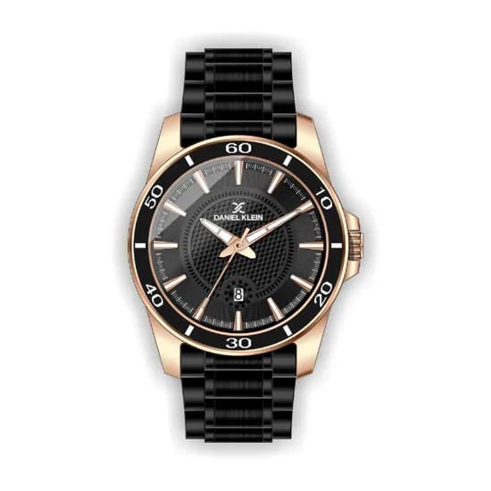 Relógio Analógico Masculino Daniel Klein Premium DK.1.12462-5 - Preto e Rosa Ouro