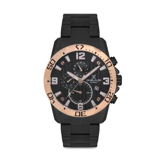 Relógio Analógico Masculino Daniel Klein Exclusive DK.1.12593-6 - Preto/Rosa Ouro