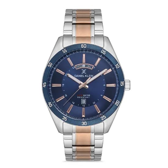 Relogio Analógico Masculino Daniel Klein DK.1.12735-5 Premium Gents / Pulseira de Aço Inoxidável - Prata/Azul