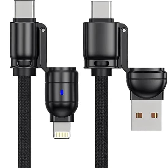 Cabo G-Tide WC-155 4 Em 1 USB + USB-C + Lightning - Preto 1.5 Metros
