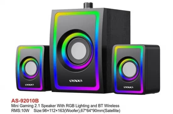 Caixa de Som Sate AS-92010B BT/RGB 2.1 Black
