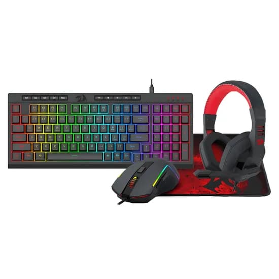 Kit Gamer Redragon S149 - Teclado + Mouse + Headset + Mousepad - RGB - Inglês - Preto