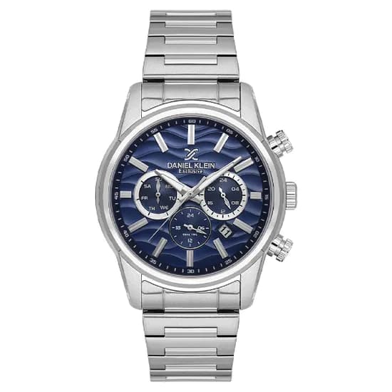 Relogio Analógico Masculino Daniel Klein DK.1.14062-2 Exclusive Gents / Pulseira de Aço Inoxidável - Prata/Azul