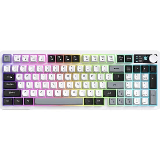 Teclado Gamer Mecânico Onikuma Gaming MT902 96% RGB Sem Fio - White (Inglês)