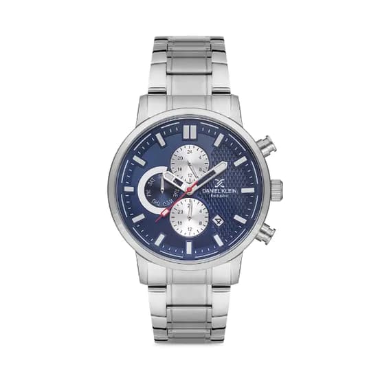 Relógio Analógico Masculino Daniel Klein Exclusive DK.1.12602-3 - Prata/Azul