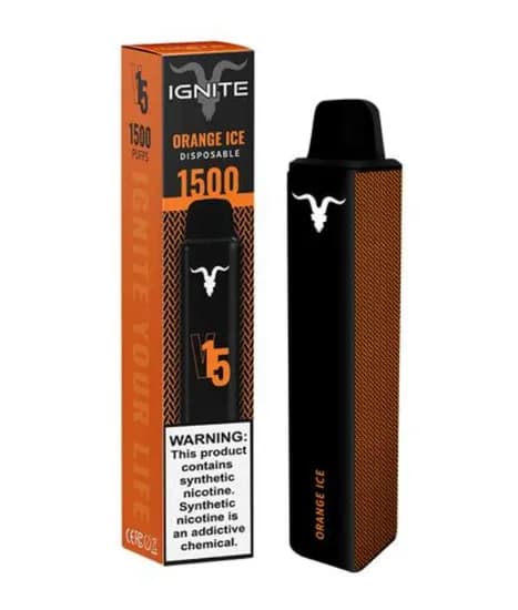 Vape Descartável Ignite V15 / 1500 Puff / 5% Nicotina - Orange Ice