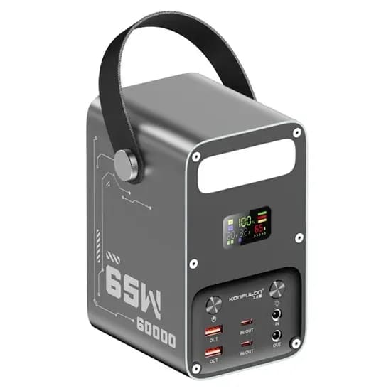 Carregador Port. Konfulon A69Q 60000MAH PD65W BLK 22.5W Black Power Bank