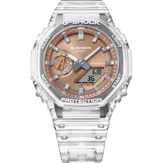 Relógio Casio G-Shock GA-2100BM-7A5DR Analógico/Digital Masculino - White Transparent/Rosé Gold