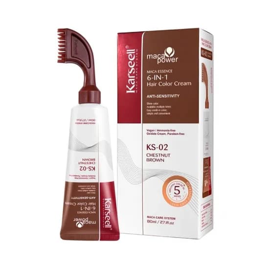 Tinte Capilar Karseell Maca Power Hair Color Cream 6 Em 1 KS-02 Chestnut Brown