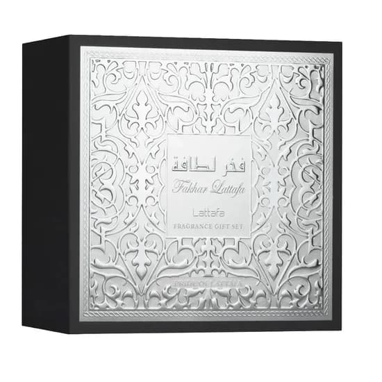 Kit Perfume Lattafa Fakhar Black - Eau de Parfum - Masculino - 3 Em 1 - 100ML + 12ML + 100ML