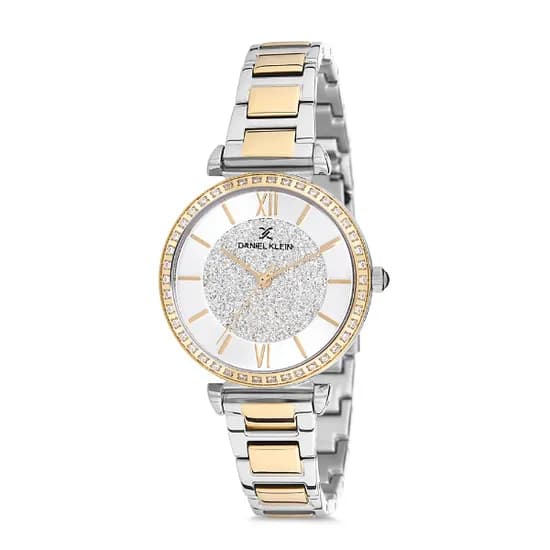 Relogio Analogico Feminino Daniel Klein DK12042-4 Premium Ladies / Pulseira de Aço Inoxidável - Prata/Dourado