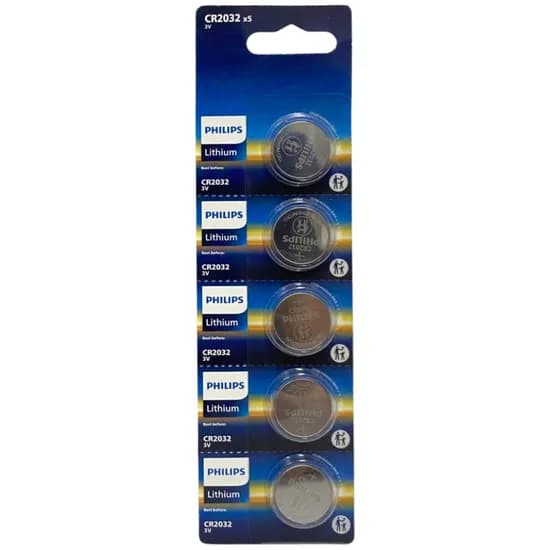 Pilha Botão Philips CR2032P5/70 Lithium 3V (5 Unidades)