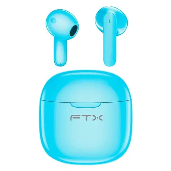 Fone de Ouvido Sem Fio FTX E68-BL com Bluetooth 6.0 / Microfone / Touch / IPX6 - Azul