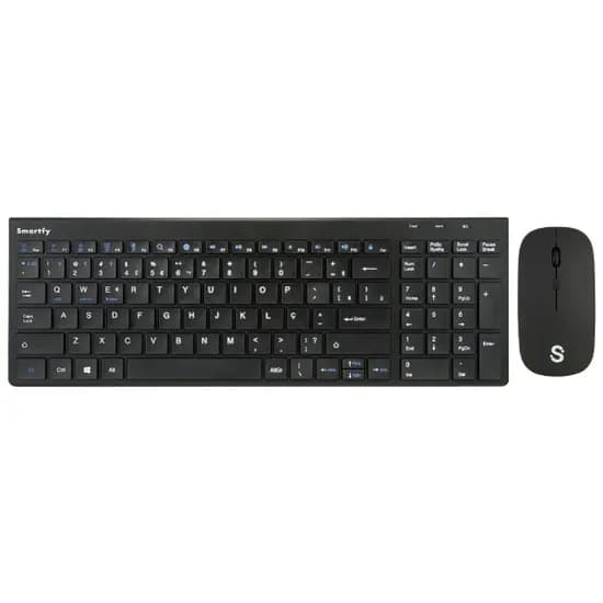 Kit Mouse e Teclado Smartfy TW01B - Sem Fio - Português - Preto