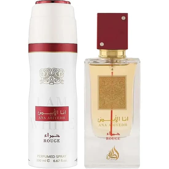 Kit Lattafa Ana Abiyedh Rouge - Eau de Parfum - Unissex - 2 Em 1 - 60ML + 200ML