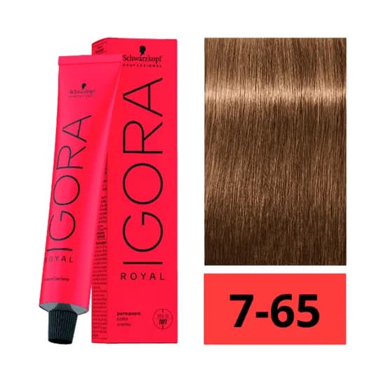 Crema de Coloración Schwarzkopf Igora Royal 7-65 Rubio Medio Marrón Dorado 60GR