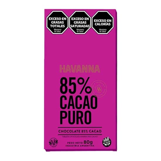 Barra Chocolate Havanna 85% Cacau 80G