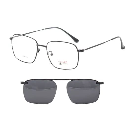 Armação para Óculos de Grau com Clip-On Visard L8004 C4 Tam. 54-18-140MM - Preto
