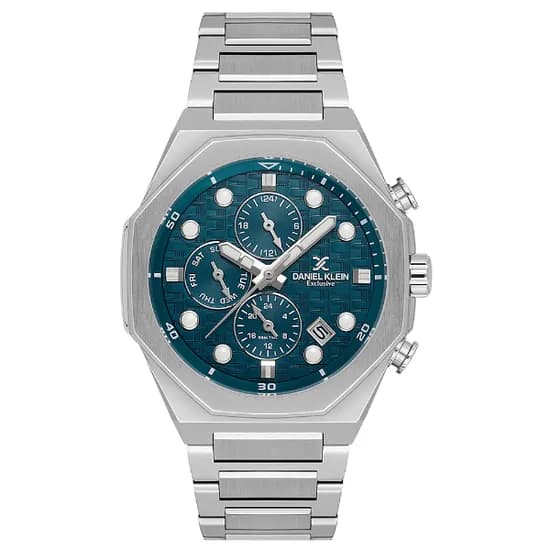 Relogio Analógico Masculino Daniel Klein DK.1.14217-4 Exclusive Gents / Pulseira de Aço Inoxidável - Prata/Azul