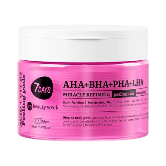 Pads 7DAYS Miracle Refining Peeling Aha+Bha+Pha+Lha 50 Piezas