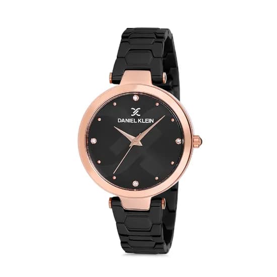 Relógio Analógico Feminino Daniel Klein Premium DK12048-5 - Preto e Rosa Ouro