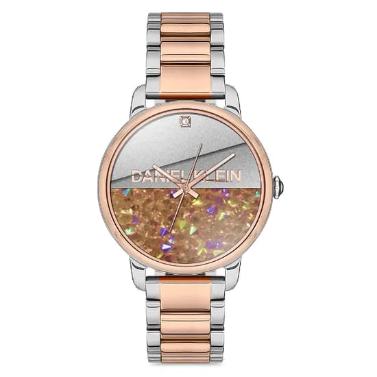 Relógio Analógico Feminino Daniel Klein DK.1.12711-3 Premium Ladies / Pulseira de Aço Inoxidável - Prata/Rose Gold