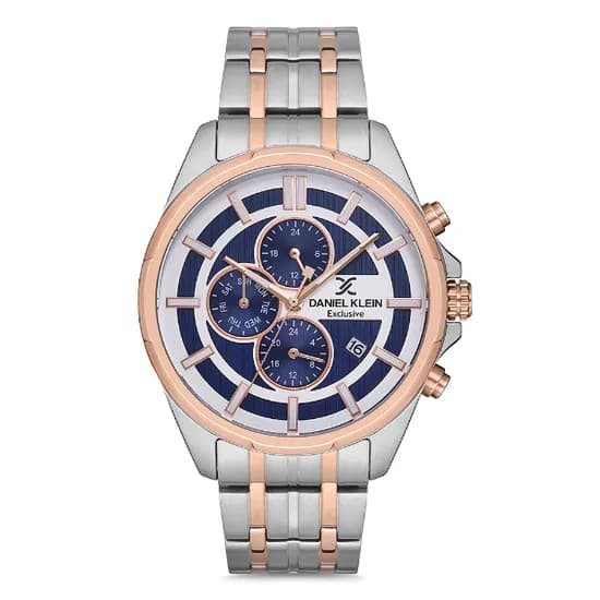 Relogio Analógico Masculino Daniel Klein DK.1.12706-2 Exclusive Gents / Pulseira de Aço Inoxidável - Prata/Rose Gold