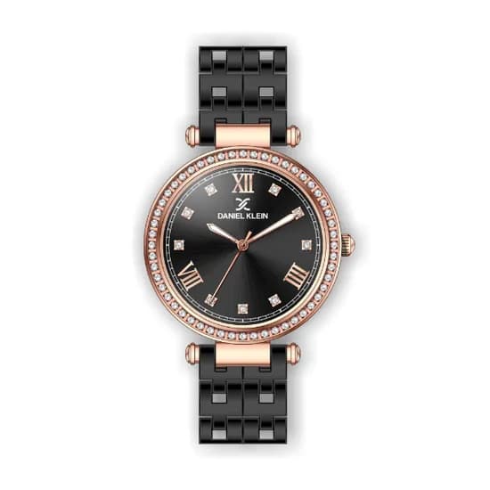 Relógio Analógico Feminino Daniel Klein Premium DK.1.12266-5 - Rosa Ouro e Preto