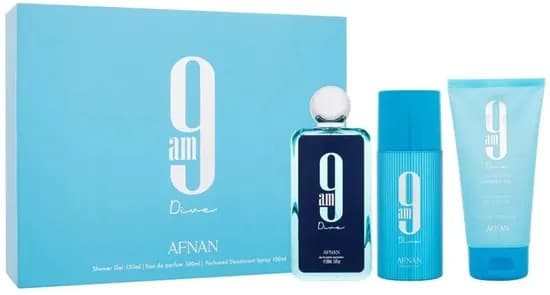 Kit Perfume Afnan 9AM Dive Edp 100ML+Shower Gel+Desodorante 2 de 150ML - Unissex