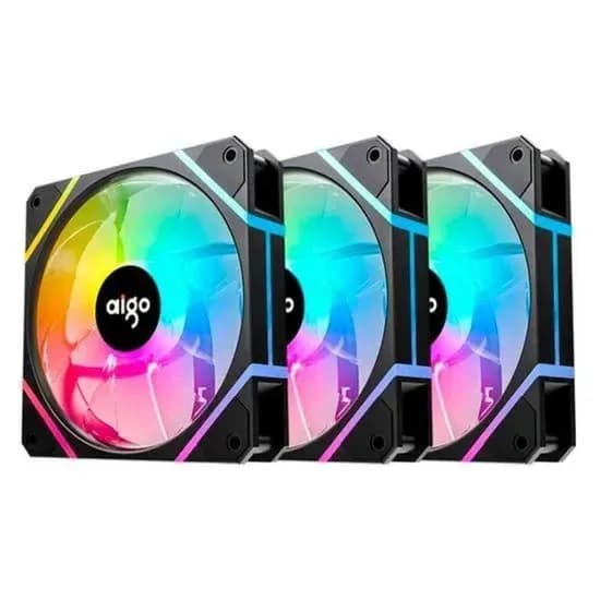 Cooler para Gabinete Aigo AM12 Pro Argb Kit com 3 Coolers Preto