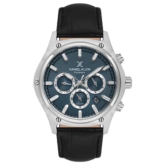 Relogio Analógico Masculino Daniel Klein DK.1.14056-3 Exclusive Gent / Pulseira de Couro - Preto/Azul