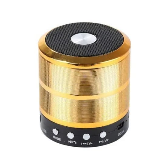 Caixa de Som Portátil Bluetooth WS-887 Mini - Dourado