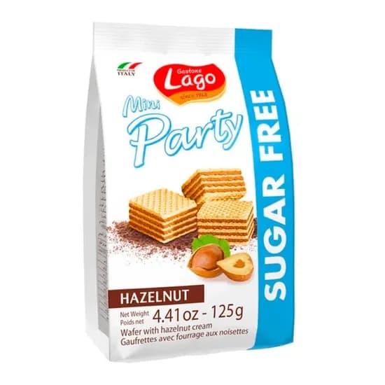 Biscoito Wafer Gastone Lago Party Avelã Sem Açúcar 125G