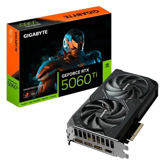 Placa de Vídeo Gigabyte Windforce Oc Nvidia Geforce RTX-5060TI 16GB GDDR7 - GV-N506TWF2OC-16GD