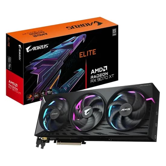 Placa de Vídeo Gigabyte Aorus Elite AMD Radeon RX 9070XT 16GB GDDR6 - GV-R9070XTAORUS e-16GD