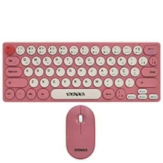 Teclado e Mouse USB Satellite AK6062G Sem Fio Rosa