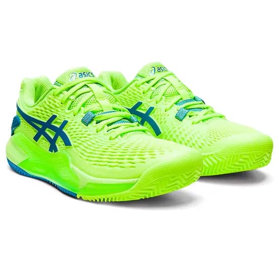 Tênis Asics Feminina 1042A224.300 38 Gel Resolution 9 Clay - Hazard Green/Reborn Blue