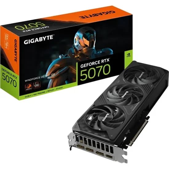 Placa de Vídeo Gigabyte Windforce Oc SFF 12GB Geforce RTX5070 GDDR7, GV-N5070WF3OC-12GD, 3 Fan, Preto
