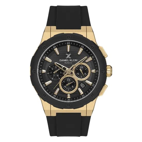 Relogio Analógico Masculino Daniel Klein DK.1.13997-3 Acp / Pulseira de Silicone - Preto/Dourado