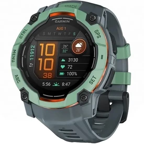 Relógio Garmin Instinct 3 Amoled 010-03020 50 MM com GPS/Bluetooth - Azul/Verde Claro