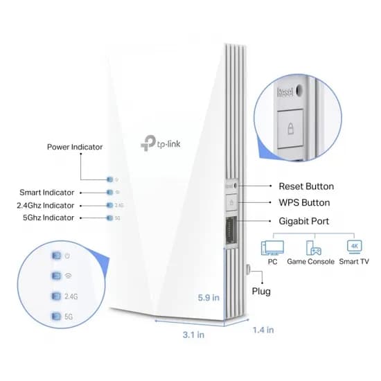 Repetidor TP-Link RE600X AX1800 Dual Band WIFI6