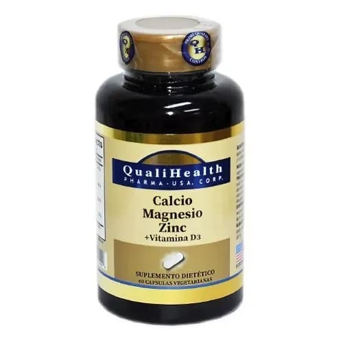 Suplemento Qualihealth Calcio Magnesio Zinc + Vitamina D3 60 Cápsulas