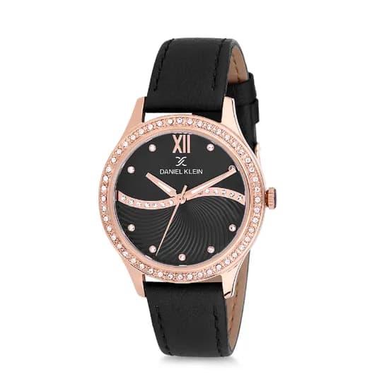 Relógio Analógico Feminino Daniel Klein Premium DK12207-5 - Preto e Rosa Ouro