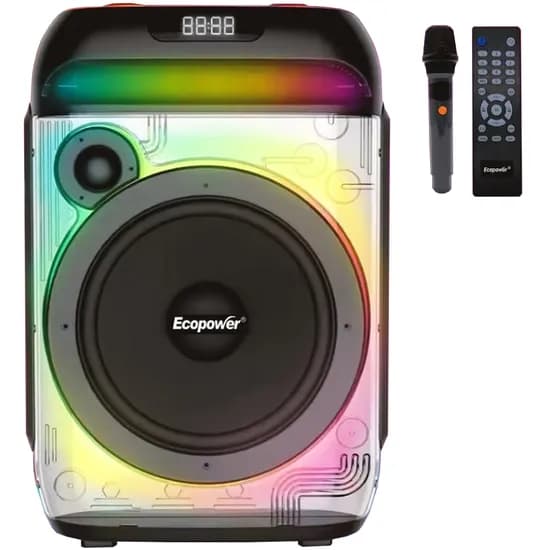 Speaker Ecopower EP-1967 8" 40W/ Bluetooth/ USB/ Aux/ FM/ Micrófono