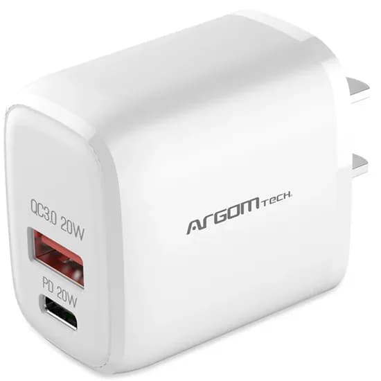 Carregador Argom Fuente Fast Charger Tipo C / Tipo A ARG-AC-0115WT - White