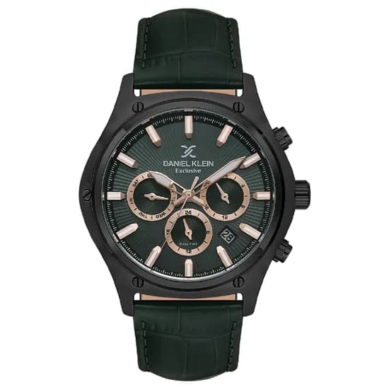 Relogio Analógico Masculino Daniel Klein DK.1.14056-4 Exclusive Gent / Pulseira de Couro - Verde/Preto