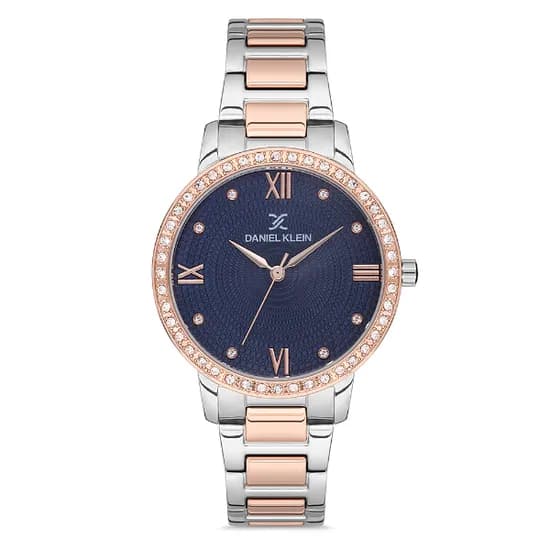 Relógio Analógico Feminino Daniel Klein DK.1.12727-5 Premium Ladies / Pulseira de Aço Inoxidável - Prata/Rose Gold