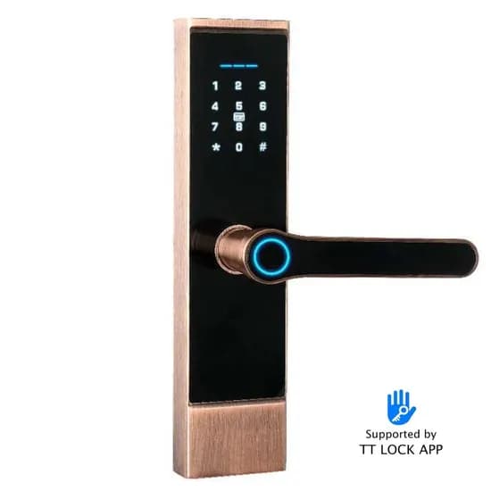 Fechadura Digital S808 BT Ttlock/USB/Cartão/Chave Rose Gold