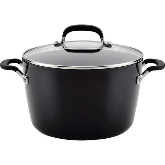 Panela Kitchenaid 84805 Antiaderente Tripla Camada Tampa Vidro 8L Preto Onix