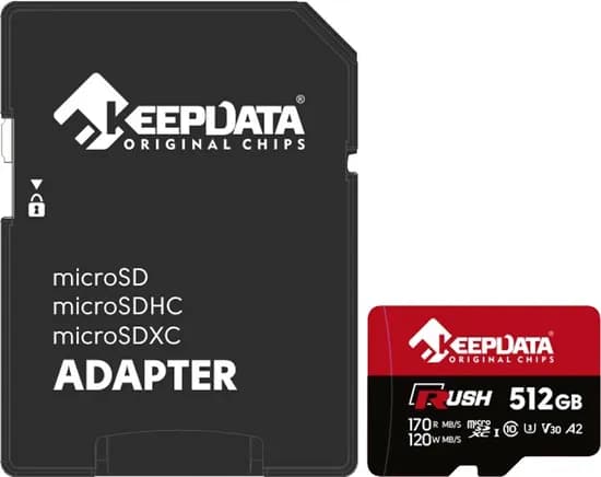Cartão de Memória Micro SD Keepdata 512GB Rush KDMSDC10U3V30A2/512G - 170/120MB/s